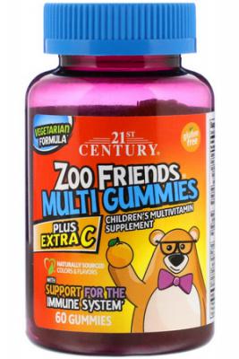 21st Century, Zoo Friends Multi Gummies, Plus Extra C, 60 Gummies