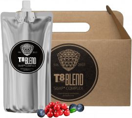 T8 BLEND 90%– ягодно-хвойный коктейль для укрепления иммунитета, профилактики и восстановления организма c SibXP® Complex и натуральными соками прямого отжима из 6 таежных ягод.